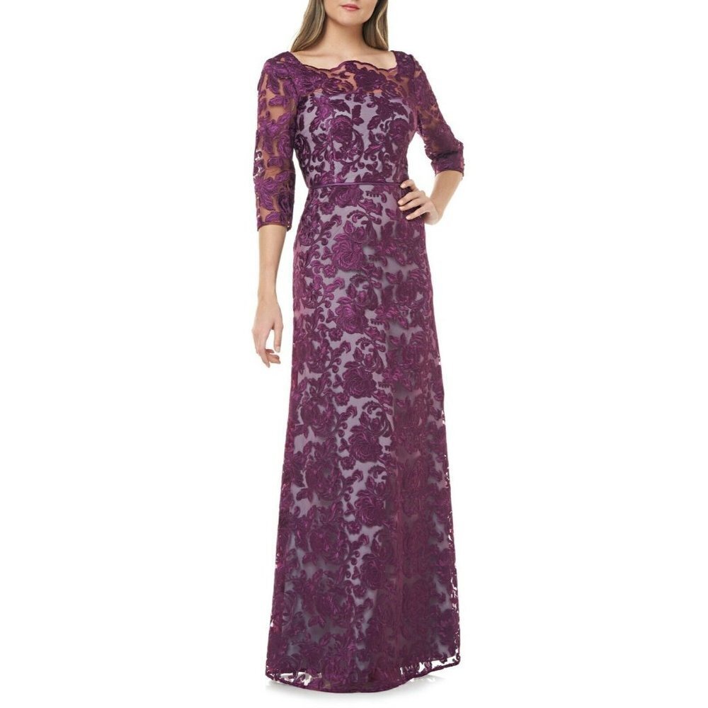 NWT JS Collections Womens 6 Short Sleeve Lace Purp‎